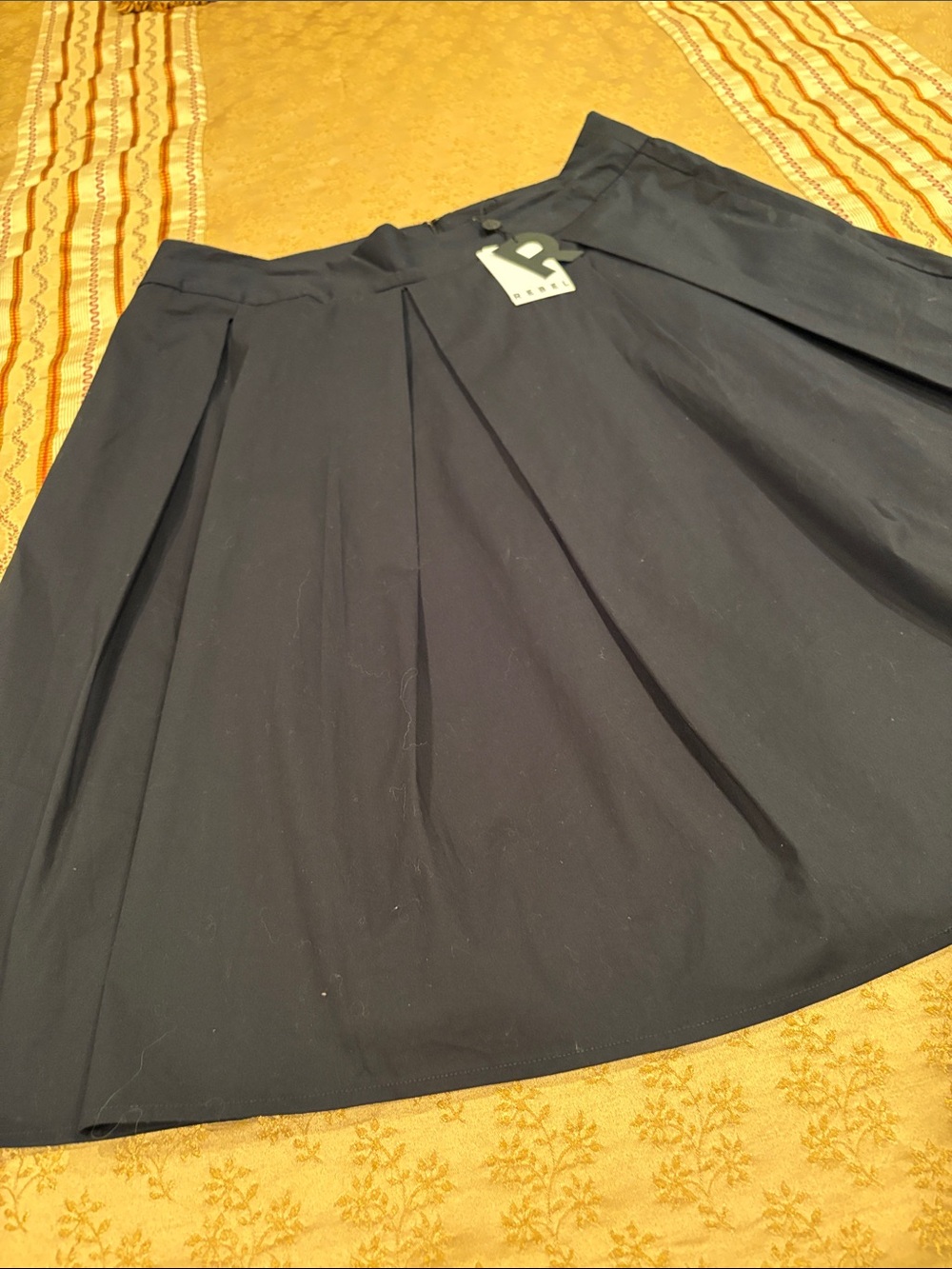 NWT REBEL Classic Pleated Circle Skirt, Back Zipper, Lined, Cotton Blend, 0X